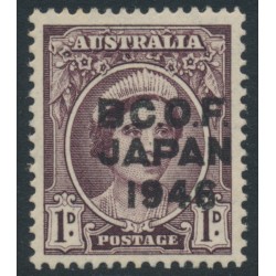 AUSTRALIA - 1946 1d purple-brown Queen, overprinted BCOF, MNH – SG # J2