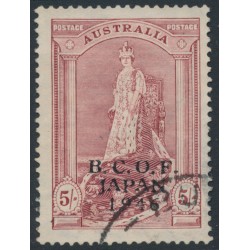 AUSTRALIA - 1947 5/- claret Robes on thick paper, overprinted BCOF, used – SG # J7
