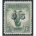 AUSTRALIA - 1932 1/- green Lyrebird overprinted OS, CTO – SG # O136