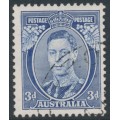 AUSTRALIA - 1937 3d blue KGVI definitive, die I (TA joined), perf. 13½:14, CTO – SG # 168