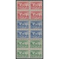 AUSTRALIA - 1936 2d to 1/- SA Centenary set of 3 in a blocks of 4, MNH – SG # 161-163