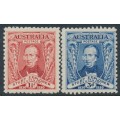 AUSTRALIA - 1930 1½d red & 3d blue Sturt set of 2, MNH – SG # 117-118