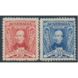 AUSTRALIA - 1930 1½d red & 3d blue Sturt set of 2, MNH – SG # 117-118