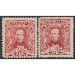 AUSTRALIA - 1930 1½d Sturt shades: carmine-red & carmine-lake, MH – ACSC # 139A+139B