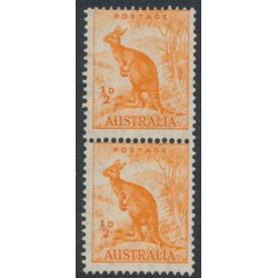 AUSTRALIA - 1942 ½d orange Kangaroo, CofA watermark, coil pair, MNH – SG # 179b