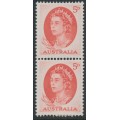 AUSTRALIA - 1965 5d red Queen Elizabeth II, coil pair, MH – SG # 354ca