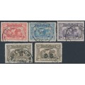 AUSTRALIA - 1931 2d to 6d Kingsford Smith Airmail set of 5, used – SG # 121-123 + 139 + 139a 