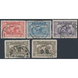 AUSTRALIA - 1931 2d to 6d Kingsford Smith Airmail set of 5, used – SG # 121-123 + 139 + 139a 