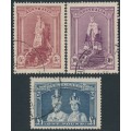 AUSTRALIA - 1938 5/- to £1 Robes set of 3 on thick paper, used – SG # 176-178