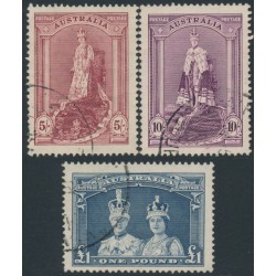 AUSTRALIA - 1938 5/- to £1 Robes set of 3 on thick paper, used – SG # 176-178