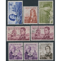 AUSTRALIA - 1963-65 4/- to £2 Navigators set of 8, used – SG # 355-360 + 358a + 359a 