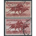 AUSTRALIA - 1961-1964 5/- brown Cattle on cream & white papers, used – SG # 327 + 327a