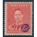 AUSTRALIA - 1941 2½d on 2d scarlet KGVI, 'dent in value circle', MNH – ACSC # 222g
