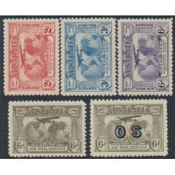 AUSTRALIA - 1931 2d to 6d Kingsford Smith Airmail set of 5, MH – SG # 121-123 + 139 + 139a 