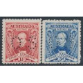 AUSTRALIA - 1930 1½d red & 3d blue Sturt set of 2, perf. OS, CTO – SG # O121-O122