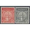 AUSTRALIA - 1935 2d red & 1/- black ANZAC Anniversary set of 2, MH – SG # 154-155