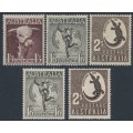 AUSTRALIA - 1948-1956 1/3 to 2/- Definitives set of 5, MNH – SG # 223, 223a, 224, 224e, 224f 