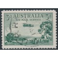 AUSTRALIA - 1929 3d green Airmail (horizontal mesh paper), used – ACSC # 135