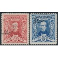AUSTRALIA - 1930 1½d red & 3d blue Sturt set of 2, used – SG # 117-118