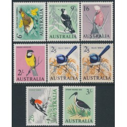 AUSTRALIA - 1964-1965 6d to 3/- Native Birds set of 8, MNH – SG # 363-369 + 367a