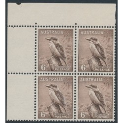 AUSTRALIA - 1956 6d brown Kookaburra, no watermark, 'roving pip', MNH – ACSC # 204bf