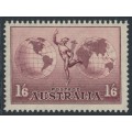 AUSTRALIA - 1948 1/6 purple Hermes airmail, CofA watermark, thin paper, MNH – SG # 153b