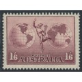 AUSTRALIA - 1948 1/6 purple Hermes airmail, CofA watermark, thin paper, MNH – SG # 153b