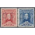 AUSTRALIA - 1930 1½d red & 3d blue Sturt set of 2, perf. OS, CTO – SG # O121-O122