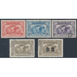 AUSTRALIA - 1931 2d to 6d Kingsford Smith Airmail set of 5, CTO – SG # 121-123 + 139 + 139a 