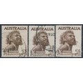 AUSTRALIA - 1957 2/6 Aboriginal definitive, cream & white papers, used – ACSC # 266A+266B+267