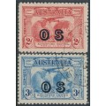 AUSTRALIA - 1931 2d red & 3d blue Kingsford Smith, o/p OS, CTO – SG # O123-O124 