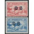 AUSTRALIA - 1932 2d red & 3d blue Harbour Bridge, o/p OS, MH – SG # O134-O135 