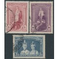 AUSTRALIA - 1938 5/- to £1 Robes set of 3 on thick paper, used – SG # 176-178