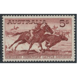 AUSTRALIA - 1961 5/- red-brown Cattle on cream paper, MNH – SG # 327