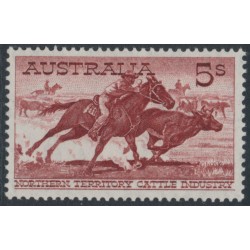 AUSTRALIA - 1964 5/- brown-red Cattle on white paper, MH – SG # 327a