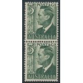 AUSTRALIA - 1951 3d green King George VI, coil pair, MNH – SG # 237da