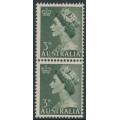 AUSTRALIA - 1953 3d deep green QEII, coil pair, MNH – SG # 262aa