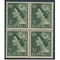 AUSTRALIA - 1953 3d deep green QEII, coil block of 4, MNH – SG # 262ab