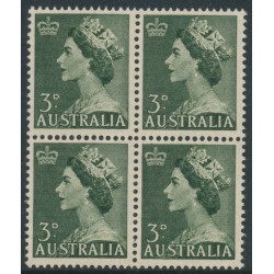 AUSTRALIA - 1953 3d deep green QEII, coil block of 4, MNH – SG # 262ab