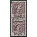 AUSTRALIA - 1944 1d brown Queen Elizabeth, coil pair, MNH – SG # 203a