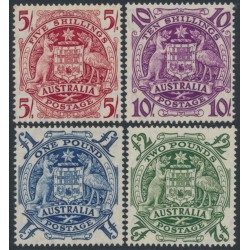 AUSTRALIA - 1949-1950 5/- to £2 Coat of Arms set of 4, MNH – SG # 224a-224d