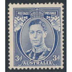 AUSTRALIA - 1937 3d blue KGVI definitive, die I, 'white wattles', MNH – SG # 168a