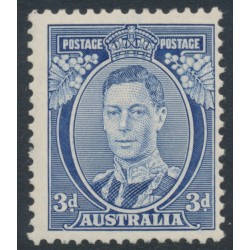 AUSTRALIA - 1938 3d blue KGVI definitive, perf. 13½:14 (die II, thick paper), MNH – SG # 168c