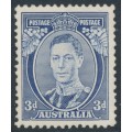 AUSTRALIA - 1938 3d blue KGVI definitive, perf. 13½:14 (die II, thick paper), MNH – SG # 168c