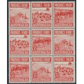 AUSTRALIA - 1953 3½d red Produce Food block of 9, with a variety, MNH – SG # 258a