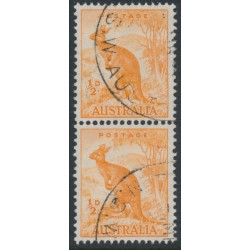 AUSTRALIA - 1950 ½d orange Kangaroo, no watermark, coil pair, used – SG # 228c