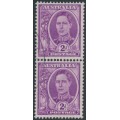 AUSTRALIA - 1948 2d purple KGVI, no watermark, coil pair, used – SG # 230aa