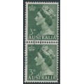 AUSTRALIA - 1953 3d deep green QEII, coil pair, used – SG # 262aa