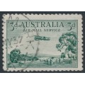 AUSTRALIA - 1935 3d green Airmail, booklet stamp (horizontal mesh), used – ACSC # 137