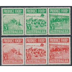 AUSTRALIA - 1953 3d green & 3½d red Produce Food strips, MNH – SG # 255a + 258a 